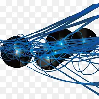 矢量蓝色曲线装饰图案-空若网 矢量蓝色曲线装饰图案-空若网