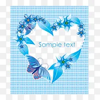蓝色花纹装饰爱心边框-空若网 蓝色花纹装饰爱心边框-空若网