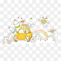 手绘卡通小汽车-空若网 手绘卡通小汽车-空若网
