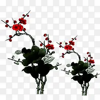 可爱手绘红色梅花-空若网 可爱手绘红色梅花-空若网