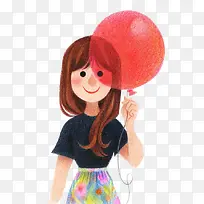 红色气球女孩可爱-空若网 红色气球女孩可爱-空若网