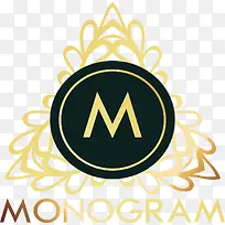 装饰三角形金色字母M花纹-空若网 装饰三角形金色字母M花纹-空若网