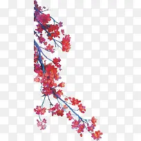 红色彩绘花朵树枝-空若网 红色彩绘花朵树枝-空若网