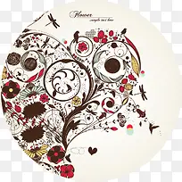 圆形快乐缤纷小花纹矢量素材-空若网 圆形快乐缤纷小花纹矢量素材-空若网