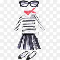 矢量水彩手绘眼镜服装素材-空若网 矢量水彩手绘眼镜服装素材-空若网