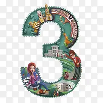 卡通手绘艺术数字3-空若网 卡通手绘艺术数字3-空若网