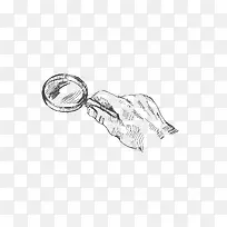 手绘手拿放大镜-空若网 手绘手拿放大镜-空若网