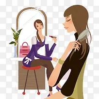 镜子前的女人插画-空若网 镜子前的女人插画-空若网