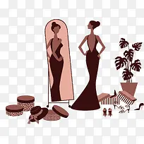 矢量手绘时尚女郎-空若网 矢量手绘时尚女郎-空若网