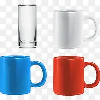 矢量杯子水杯蓝色红色素材-空若网 矢量杯子水杯蓝色红色素材-空若网