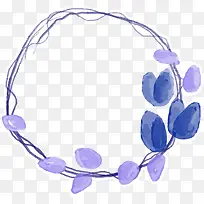 矢量蓝色水彩手绘花环-空若网 矢量蓝色水彩手绘花环-空若网