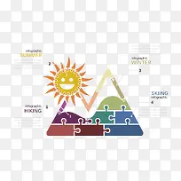 矢量扁平化太阳和山-空若网 矢量扁平化太阳和山-空若网