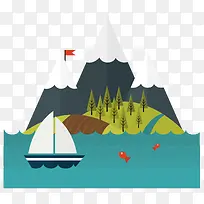 矢量扁平化的山水-空若网 矢量扁平化的山水-空若网