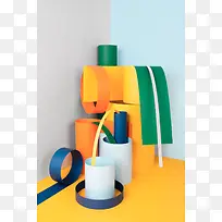 橙色纸质卷筒海报背景-空若网 橙色纸质卷筒海报背景-空若网