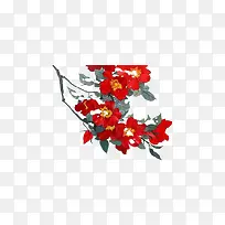 红色红花树枝-空若网 红色红花树枝-空若网