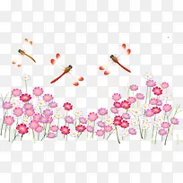 蜻蜓 水彩红花-空若网 蜻蜓 水彩红花-空若网