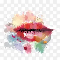 彩色墨迹与红唇-空若网 彩色墨迹与红唇-空若网