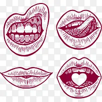 手绘卡通矢量红唇-空若网 手绘卡通矢量红唇-空若网