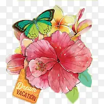 水彩花朵蝴蝶设计-空若网 水彩花朵蝴蝶设计-空若网