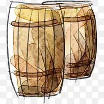 手绘复古木桶创意-空若网 手绘复古木桶创意-空若网