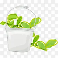 手绘水彩树叶小桶-空若网 手绘水彩树叶小桶-空若网