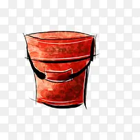创意手绘水桶红色-空若网 创意手绘水桶红色-空若网
