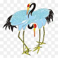 水墨画丹顶鹤蓝白色-空若网 水墨画丹顶鹤蓝白色-空若网