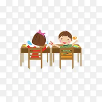 卡通男孩女孩学习书桌-空若网 卡通男孩女孩学习书桌-空若网