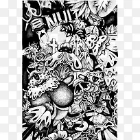 花草线条插画设计-空若网 花草线条插画设计-空若网