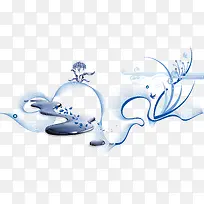 水花朵创意背景装饰矢量图-空若网 水花朵创意背景装饰矢量图-空若网