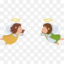 对称可爱圣诞节小天使装饰边框-空若网 对称可爱圣诞节小天使装饰边框-空若网