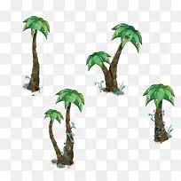 手绘卡通椰子树-空若网 手绘卡通椰子树-空若网