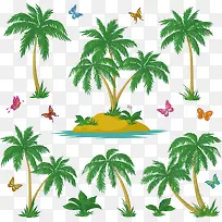 蝴蝶飞舞矢量椰树-空若网 蝴蝶飞舞矢量椰树-空若网
