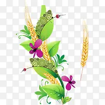 创意麦穗植物装饰矢量图-空若网 创意麦穗植物装饰矢量图-空若网
