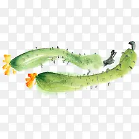 创意手绘蔬菜绿色的植物丝瓜-空若网 创意手绘蔬菜绿色的植物丝瓜-空若网