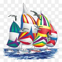 手绘彩色条纹帆船-空若网 手绘彩色条纹帆船-空若网
