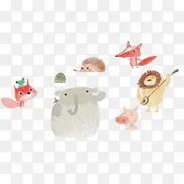 水彩卡通动物-空若网 水彩卡通动物-空若网