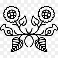 花的对称设计装饰图标-空若网 花的对称设计装饰图标-空若网