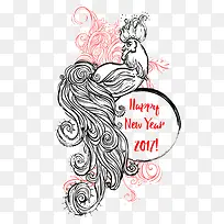 插画手绘鸡年元素-空若网 插画手绘鸡年元素-空若网