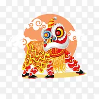中国风手绘矢量舞狮PNG装饰图案-空若网 中国风手绘矢量舞狮PNG装饰图案-空若网
