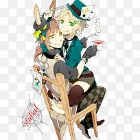 拥抱的动漫少年手绘插画-空若网 拥抱的动漫少年手绘插画-空若网