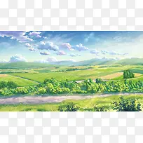自然风光动漫手绘插画-空若网 自然风光动漫手绘插画-空若网