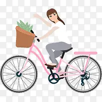矢量卡通女孩骑自行车-空若网 矢量卡通女孩骑自行车-空若网