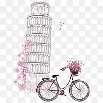 斜塔自行车矢量-空若网 斜塔自行车矢量-空若网