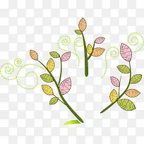 卡通手绘树叶枝条-空若网 卡通手绘树叶枝条-空若网