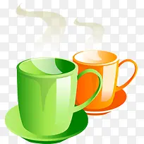 两个冒气的杯子-空若网 两个冒气的杯子-空若网