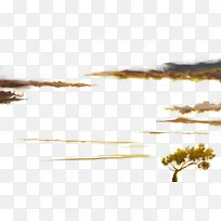 夕阳云彩 卡通绿树-空若网 夕阳云彩 卡通绿树-空若网