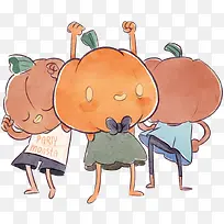 手绘水彩卡通南瓜人物-空若网 手绘水彩卡通南瓜人物-空若网