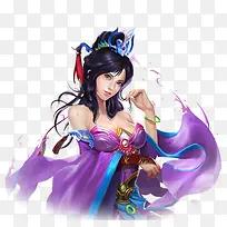 手绘紫衣少女-空若网 手绘紫衣少女-空若网