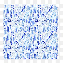 蓝色水彩树叶背景-空若网 蓝色水彩树叶背景-空若网